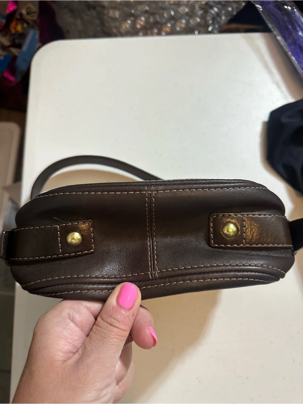 COACH Zoe Y2K Vintage Small Mini Hobo Shoulder Bag Purse Brown Leather